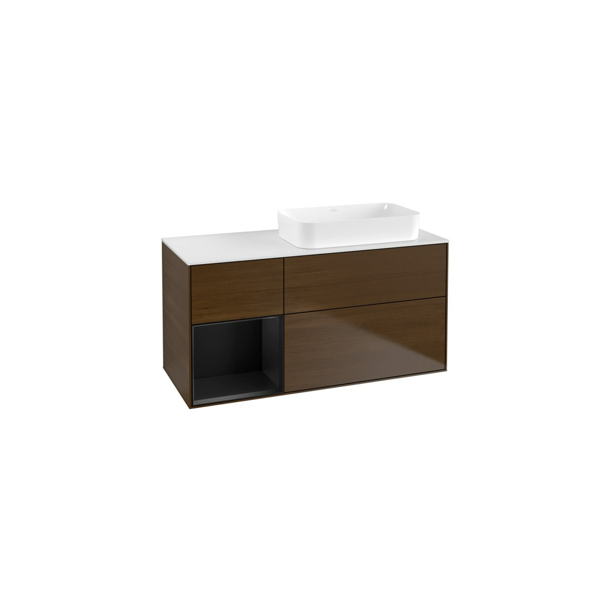 V&B Waschtischunterschrank Wandbeleuchtung Finion 120x60 cm, Reg li bla m Lac, wal veneer ; Villeroy & Boch