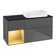 V&B Waschtischunterschrank Wandbeleuchtung Finion 120x60 cm, Reg li gol m, Anthracite matt