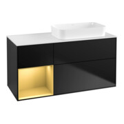 V&B Waschtischunterschrank Wandbeleuchtung Finion 120x60 cm, Reg li gol m, bla m lacquer