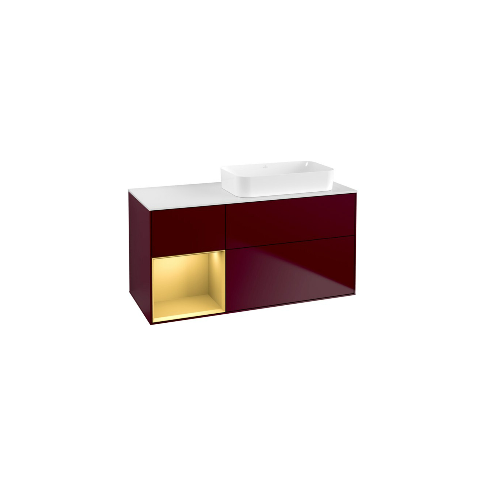 V&B Waschtischunterschrank Wandbeleuchtung Finion 120x60 cm, Reg li Gold matt, Peony Matt ; Villeroy & Boch