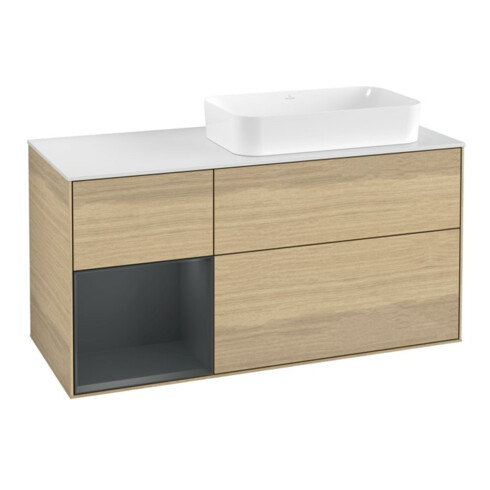 V&B Waschtischunterschrank Wandbeleuchtung Finion 120x60 cm, Reg li md bl. m Lac, Oa ven