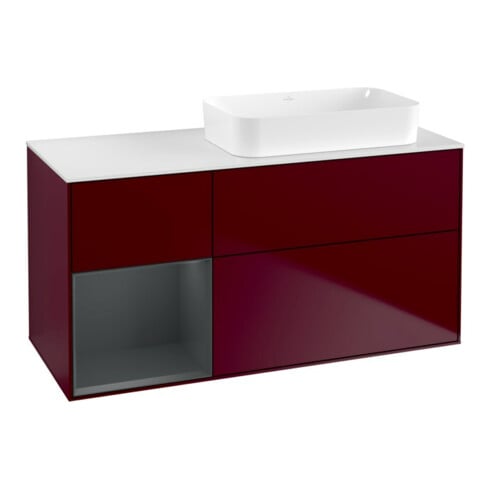V&B Waschtischunterschrank Wandbeleuchtung Finion 120x60 cm, Reg li md bl. m Lac, Peo Matt