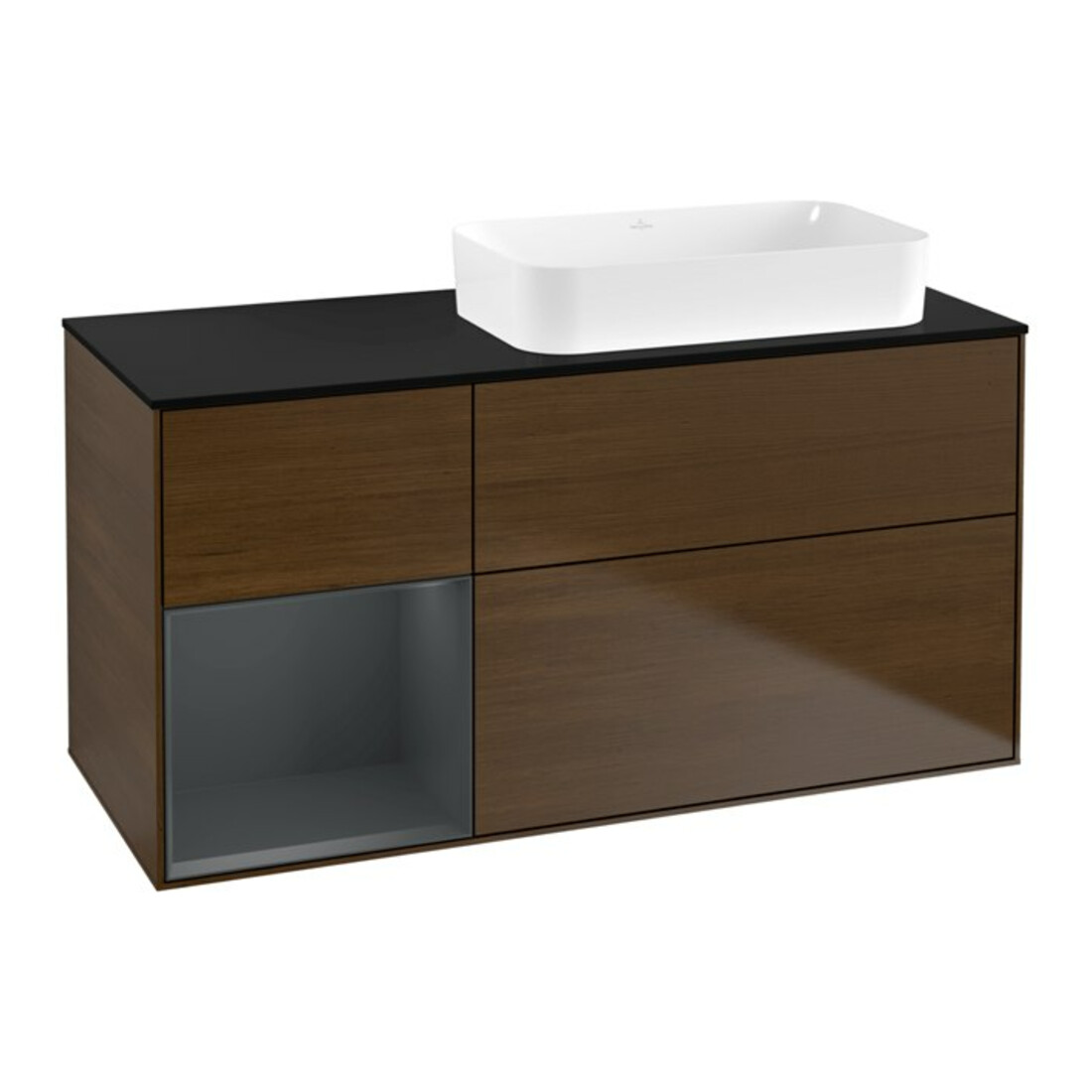 V&B Waschtischunterschrank Wandbeleuchtung Finion 120x60 cm, Reg li md bl. m Lac, wal ven