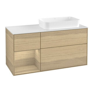 V&B Waschtischunterschrank Wandbeleuchtung Finion 120x60 cm, Reg li Oak Veneer, Oak Veneer