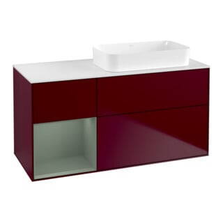 V&B Waschtischunterschrank Wandbeleuchtung Finion 120x60 cm, Reg li Oli. m Lac, Peony Matt