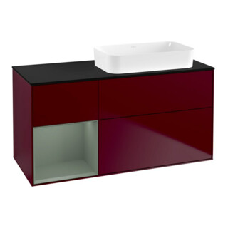 V&B Waschtischunterschrank Wandbeleuchtung Finion 120x60 cm, Reg li Oli. m Lac, Peony Matt
