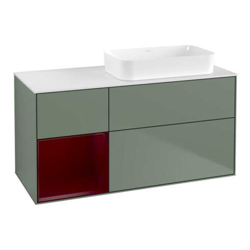 V&B Waschtischunterschrank Wandbeleuchtung Finion 120x60 cm, Reg li Peo, Oli. Matt Lacquer