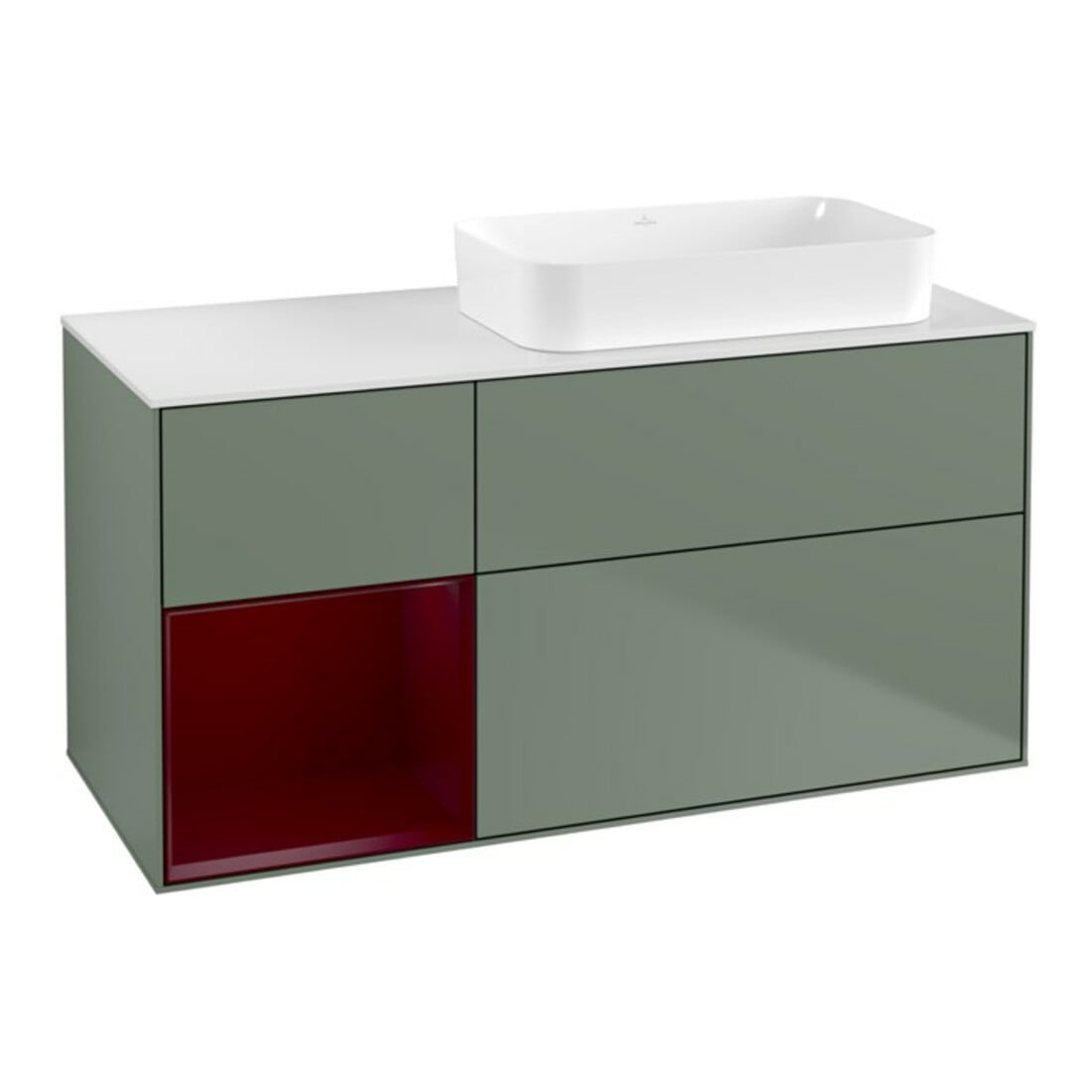 V&B Waschtischunterschrank Wandbeleuchtung Finion 120x60 cm, Reg li Peo, Oli. Matt Lacquer