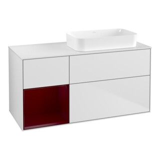 V&B Waschtischunterschrank Wandbeleuchtung Finion 120x60 cm, Reg li Peo, wh. matt lacquer