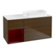 V&B Waschtischunterschrank Wandbeleuchtung Finion 120x60 cm, Reg li Peony, Walnut veneer-1