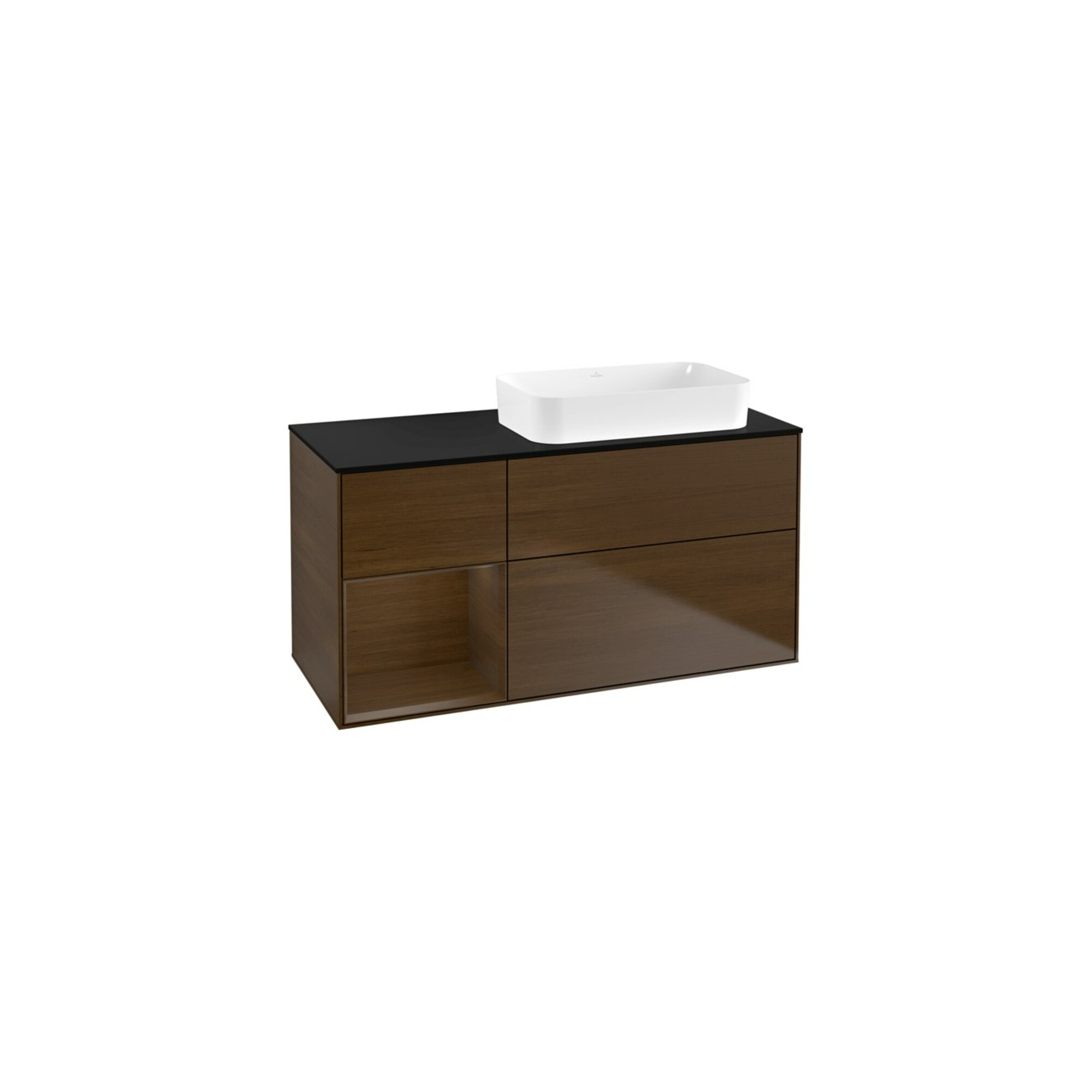 V&B Waschtischunterschrank Wandbeleuchtung Finion 120x60 cm, Reg li wal ven, Walnut veneer ; Villeroy & Boch