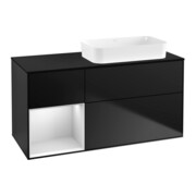 V&B Waschtischunterschrank Wandbeleuchtung Finion 120x60 cm, Reg li wh. m Lac, bla m Lac