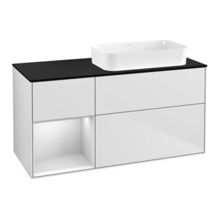 V&B Waschtischunterschrank Wandbeleuchtung Finion 120x60 cm, Reg li wh. m Lac, wh. m Lac