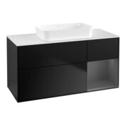 V&B Waschtischunterschrank Wandbeleuchtung Finion 120x60 cm, Reg re Anthrac. m, bla m Lac