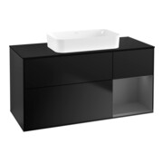 V&B Waschtischunterschrank Wandbeleuchtung Finion 120x60 cm, Reg re Anthrac. m, bla m Lac