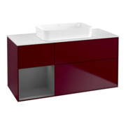 V&B Waschtischunterschrank Wandbeleuchtung Finion 120x60 cm, Reg re Anthrac. m, Peony Matt