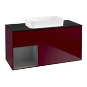 V&B Waschtischunterschrank Wandbeleuchtung Finion 120x60 cm, Reg re Anthrac. m, Peony Matt