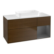 V&B Waschtischunterschrank Wandbeleuchtung Finion 120x60 cm, Reg re Anthrac. m, wal veneer
