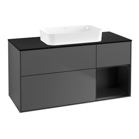 V&B Waschtischunterschrank Wandbeleuchtung Finion 120x60 cm, Reg re bla m Lac, Anthrac. m
