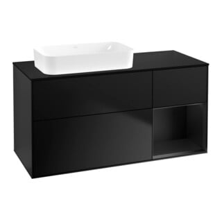 V&B Waschtischunterschrank Wandbeleuchtung Finion 120x60 cm, Reg re bla m Lac, bla m Lac