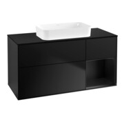 V&B Waschtischunterschrank Wandbeleuchtung Finion 120x60 cm, Reg re bla m Lac, bla m Lac