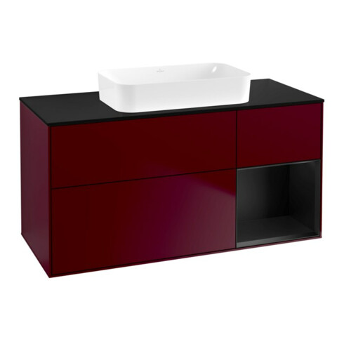 V&B Waschtischunterschrank Wandbeleuchtung Finion 120x60 cm, Reg re bla m Lac, Peony Matt