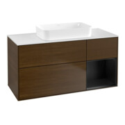 V&B Waschtischunterschrank Wandbeleuchtung Finion 120x60 cm, Reg re bla m Lac, wal veneer