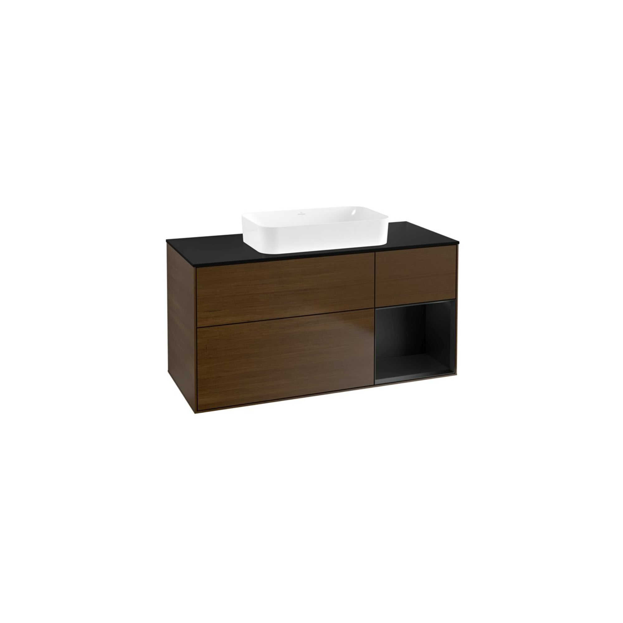 V&B Waschtischunterschrank Wandbeleuchtung Finion 120x60 cm, Reg re bla m Lac, wal veneer ; Villeroy & Boch