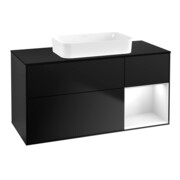 V&B Waschtischunterschrank Wandbeleuchtung Finion 120x60 cm, Reg re glo wh. Lac, bla m Lac