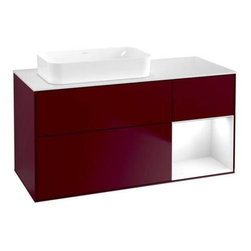 V&B Waschtischunterschrank Wandbeleuchtung Finion 120x60 cm, Reg re glo wh. Lac, Peo Matt