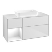 V&B Waschtischunterschrank Wandbeleuchtung Finion 120x60 cm, Reg re glo wh. Lac, wh. m Lac