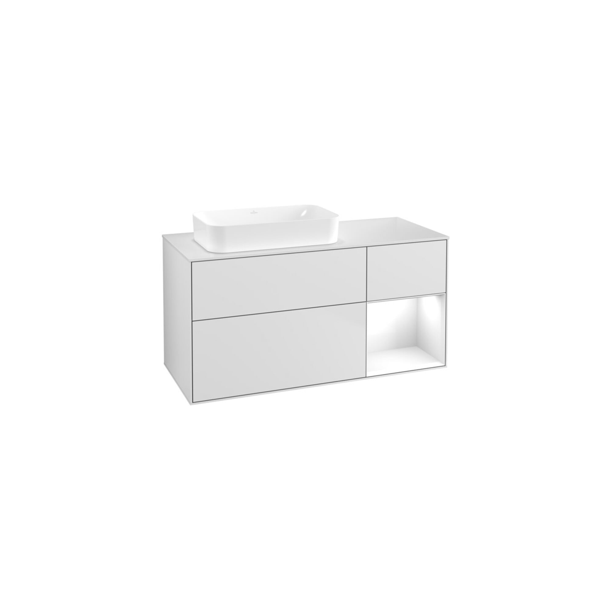 V&B Waschtischunterschrank Wandbeleuchtung Finion 120x60 cm, Reg re glo wh. Lac, wh. m Lac ; Villeroy & Boch