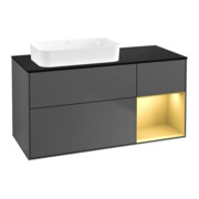 V&B Waschtischunterschrank Wandbeleuchtung Finion 120x60 cm, Reg re gol m, Anthracite matt