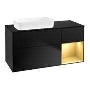 V&B Waschtischunterschrank Wandbeleuchtung Finion 120x60 cm, Reg re gol m, bla m lacquer