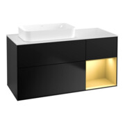 V&B Waschtischunterschrank Wandbeleuchtung Finion 120x60 cm, Reg re gol m, bla m lacquer