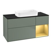 V&B Waschtischunterschrank Wandbeleuchtung Finion 120x60 cm, Reg re gol m, Oli. m Lacquer