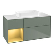 V&B Waschtischunterschrank Wandbeleuchtung Finion 120x60 cm, Reg re gol m, Oli. m Lacquer