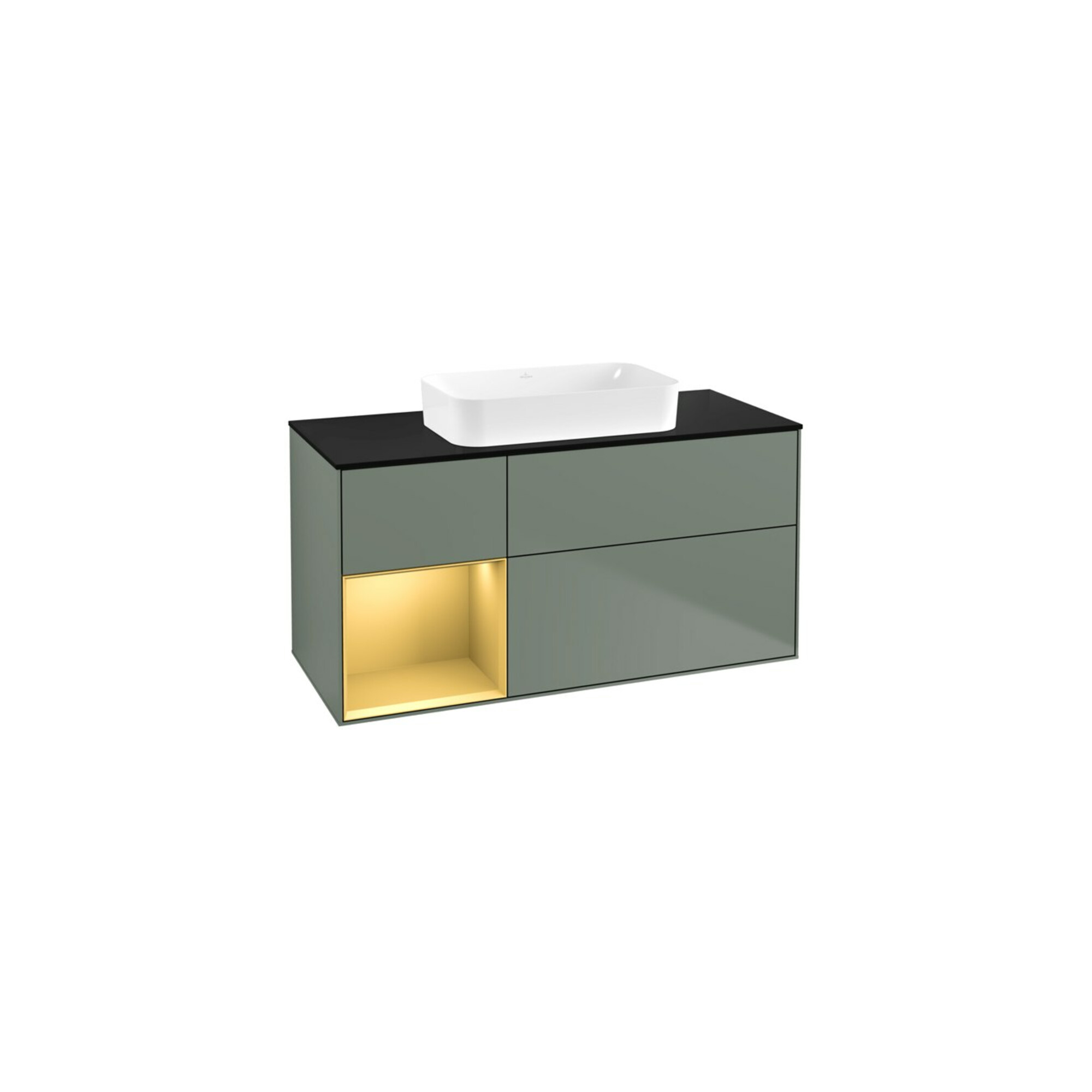 V&B Waschtischunterschrank Wandbeleuchtung Finion 120x60 cm, Reg re gol m, Oli. m Lacquer ; Villeroy & Boch