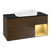 V&B Waschtischunterschrank Wandbeleuchtung Finion 120x60 cm, Reg re gol m, Walnut veneer