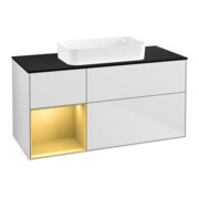 V&B Waschtischunterschrank Wandbeleuchtung Finion 120x60 cm, Reg re gol m, wh. m lacquer