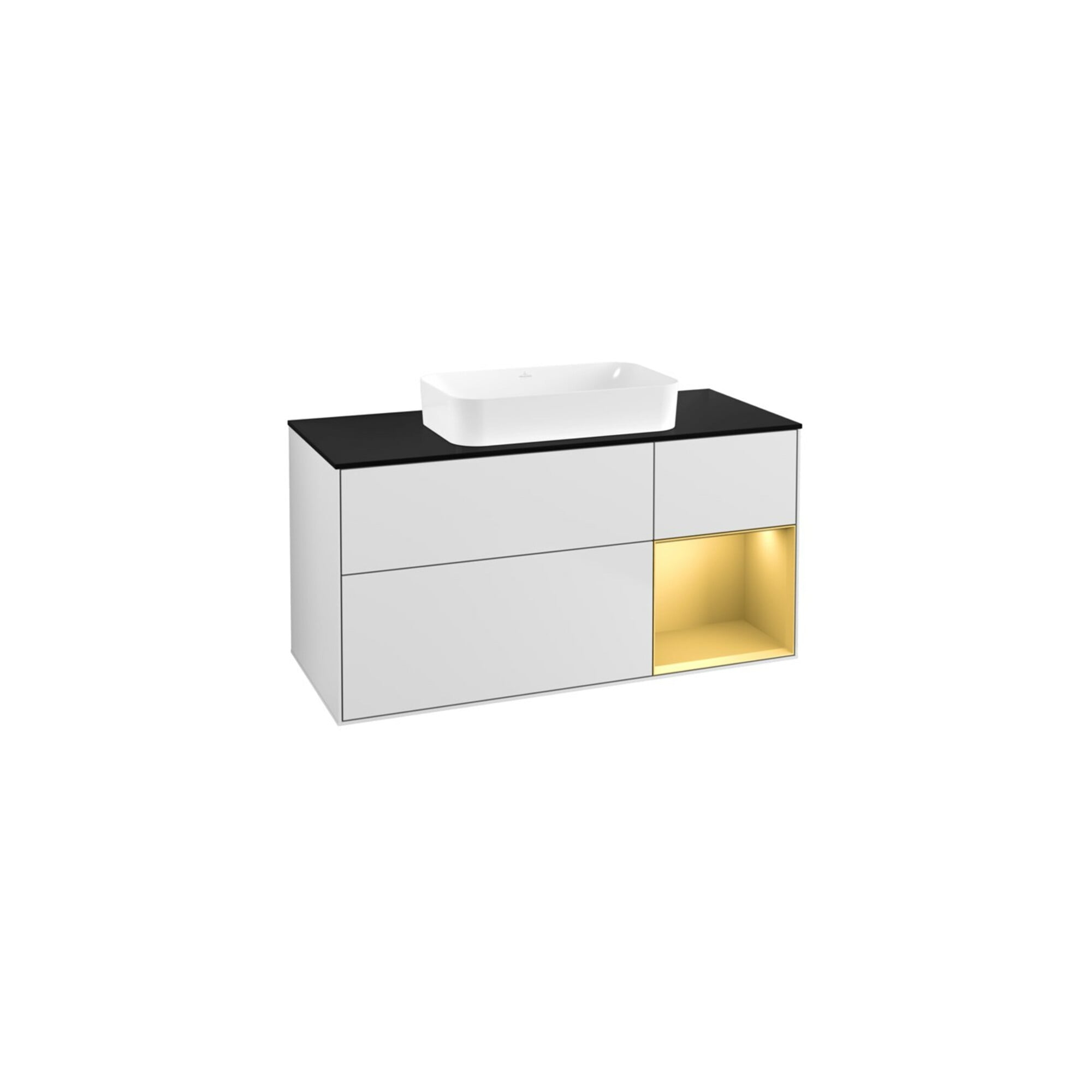 V&B Waschtischunterschrank Wandbeleuchtung Finion 120x60 cm, Reg re gol m, wh. m lacquer ; Villeroy & Boch