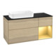 V&B Waschtischunterschrank Wandbeleuchtung Finion 120x60 cm, Reg re Gold matt, Oak Veneer-1