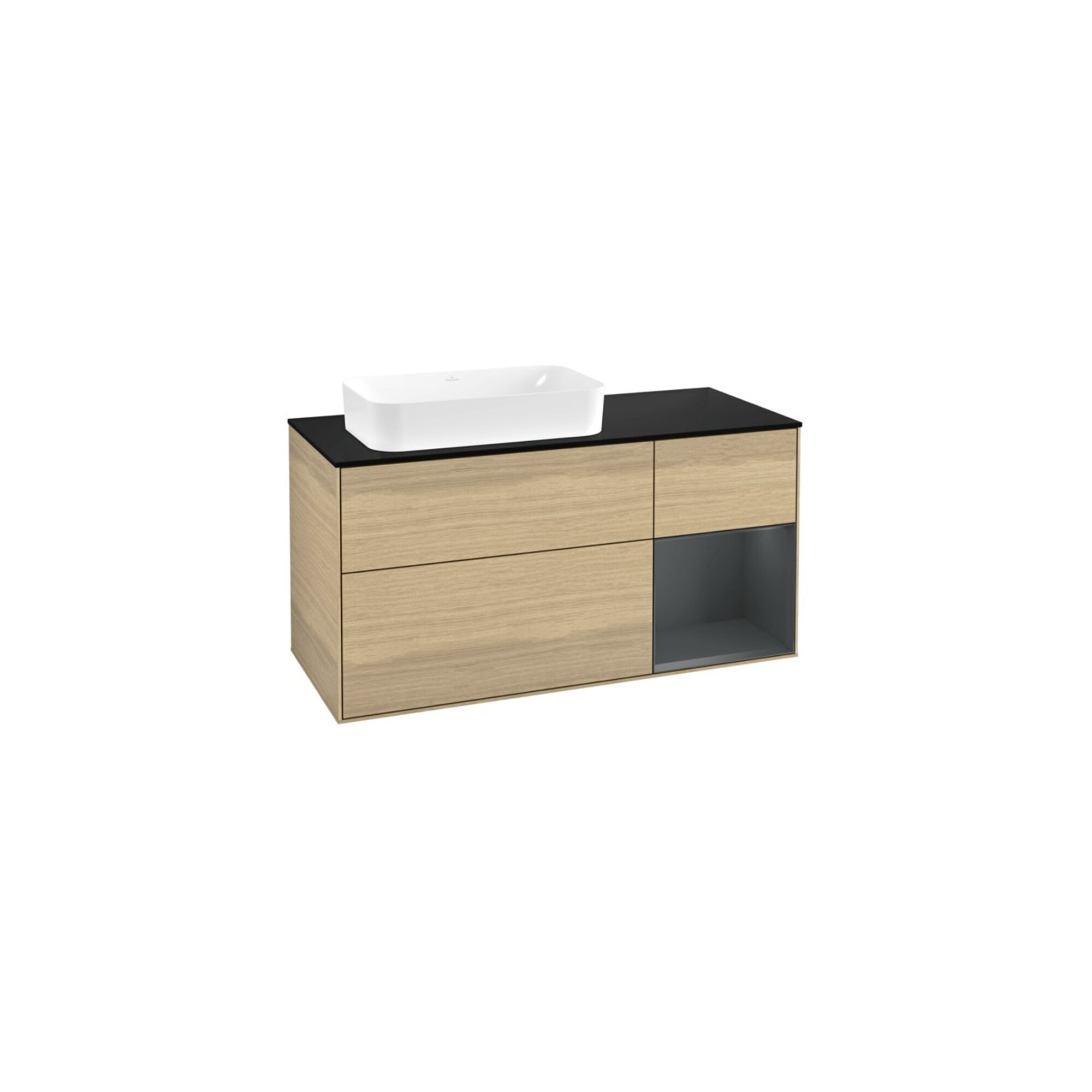 V&B Waschtischunterschrank Wandbeleuchtung Finion 120x60 cm, Reg re md bl. m Lac, Oa ven ; Villeroy & Boch