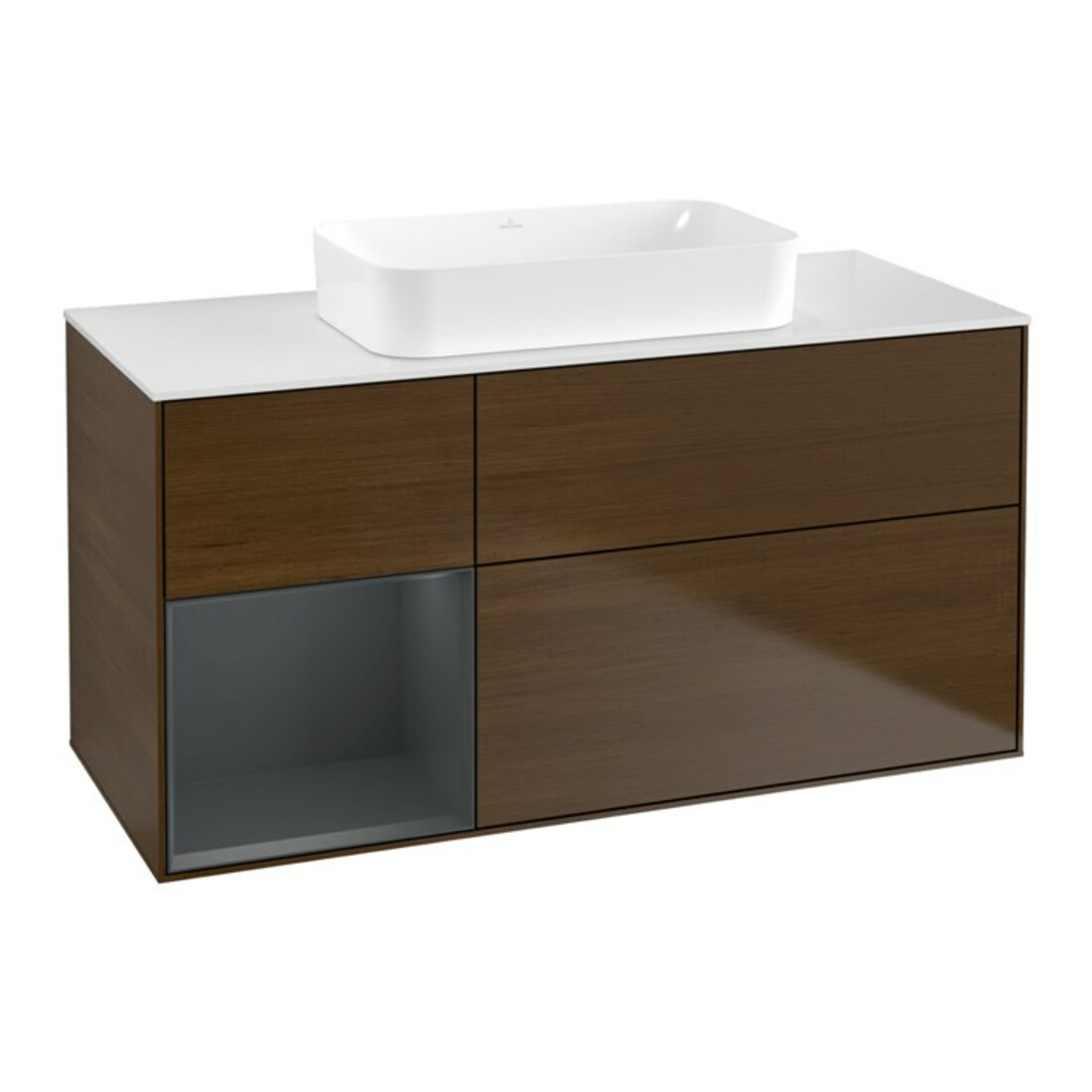 V&B Waschtischunterschrank Wandbeleuchtung Finion 120x60 cm, Reg re md bl. m Lac, wal ven