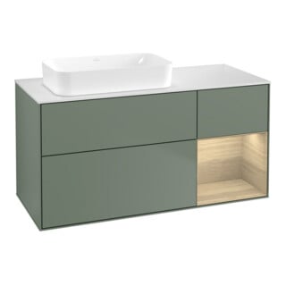 V&B Waschtischunterschrank Wandbeleuchtung Finion 120x60 cm, Reg re Oa ven, Oli. m Lacquer
