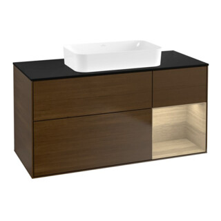 V&B Waschtischunterschrank Wandbeleuchtung Finion 120x60 cm, Reg re Oa ven, Walnut veneer
