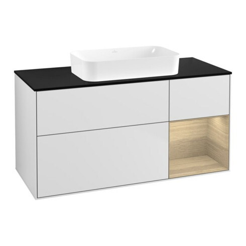 V&B Waschtischunterschrank Wandbeleuchtung Finion 120x60 cm, Reg re Oa ven, wh. m lacquer