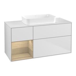 V&B Waschtischunterschrank Wandbeleuchtung Finion 120x60 cm, Reg re Oa ven, wh. m lacquer