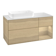 V&B Waschtischunterschrank Wandbeleuchtung Finion 120x60 cm, Reg re Oak Veneer, Oak Veneer