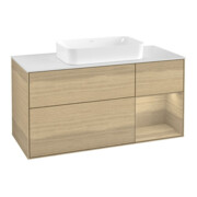 V&B Waschtischunterschrank Wandbeleuchtung Finion 120x60 cm, Reg re Oak Veneer, Oak Veneer